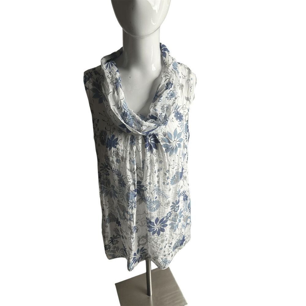 Ambra Silk Top For Women Lined Sheer & Sleeveless Sz M Cowl Neck Floral